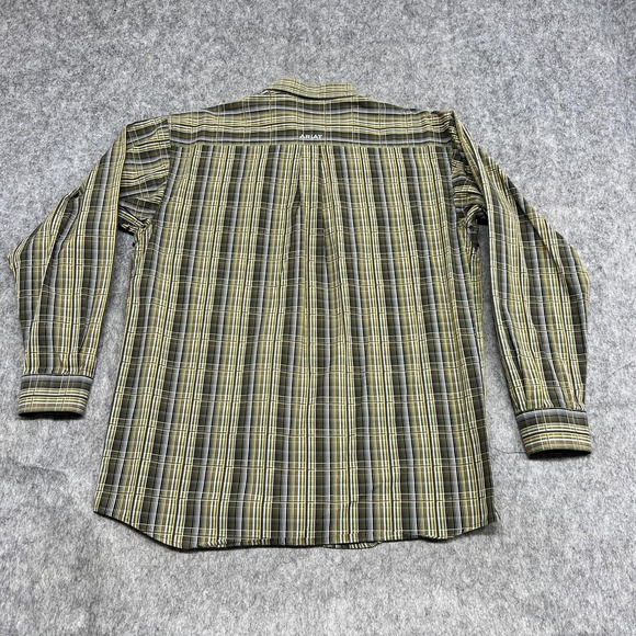 Ariat Pro Series Shirt Mens XL Green Brown Plaid Button Down Western Long Sleeve - Picture 2 of 16